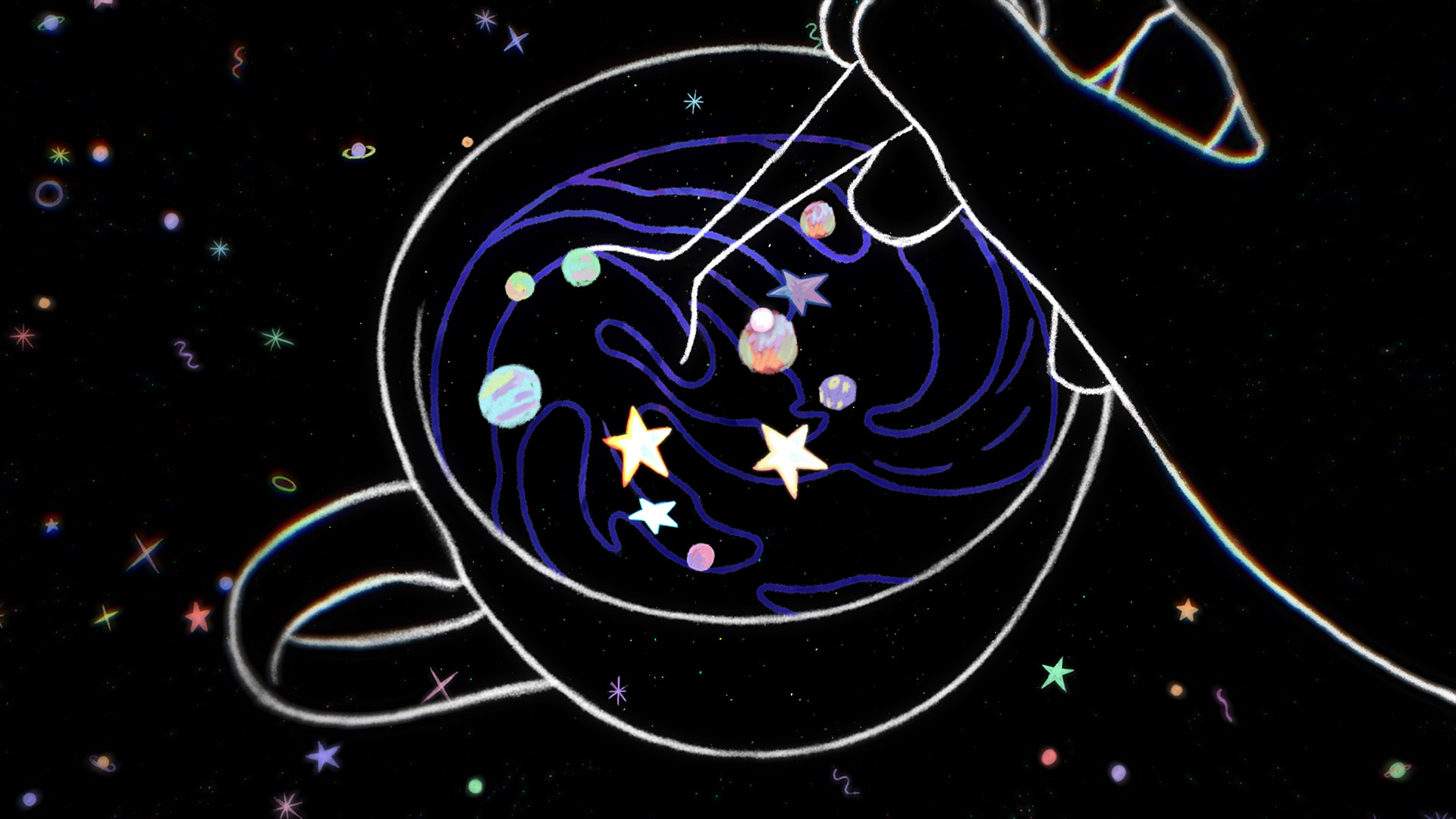 TED-Ed - How did the Milky Way get its Shape? Still frame of cosmic tea being stirred.